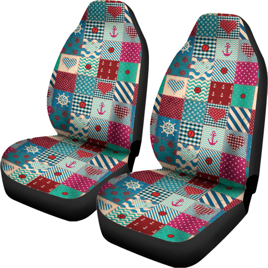 Retro Nautical Patchwork Pattern Print Universal Fit Car Seat Covers