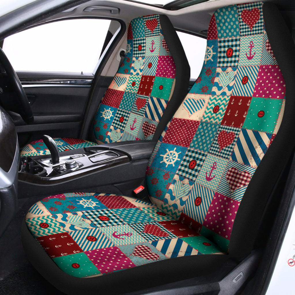 Retro Nautical Patchwork Pattern Print Universal Fit Car Seat Covers