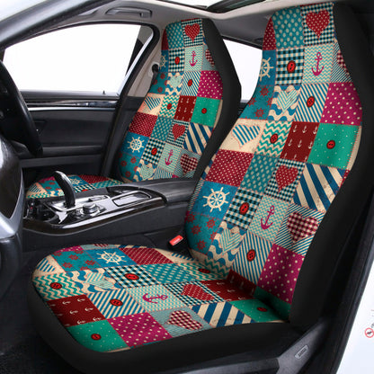 Retro Nautical Patchwork Pattern Print Universal Fit Car Seat Covers
