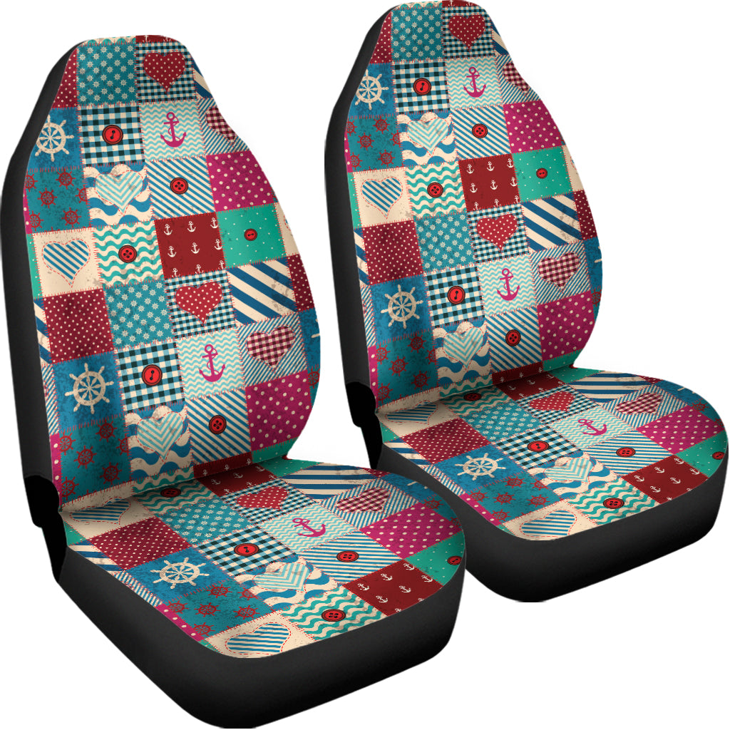 Retro Nautical Patchwork Pattern Print Universal Fit Car Seat Covers