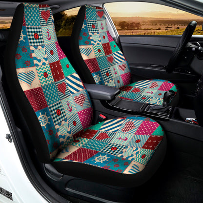 Retro Nautical Patchwork Pattern Print Universal Fit Car Seat Covers