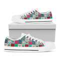 Retro Nautical Patchwork Pattern Print White Low Top Sneakers