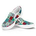 Retro Nautical Patchwork Pattern Print White Slip On Sneakers