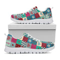 Retro Nautical Patchwork Pattern Print White Running Shoes