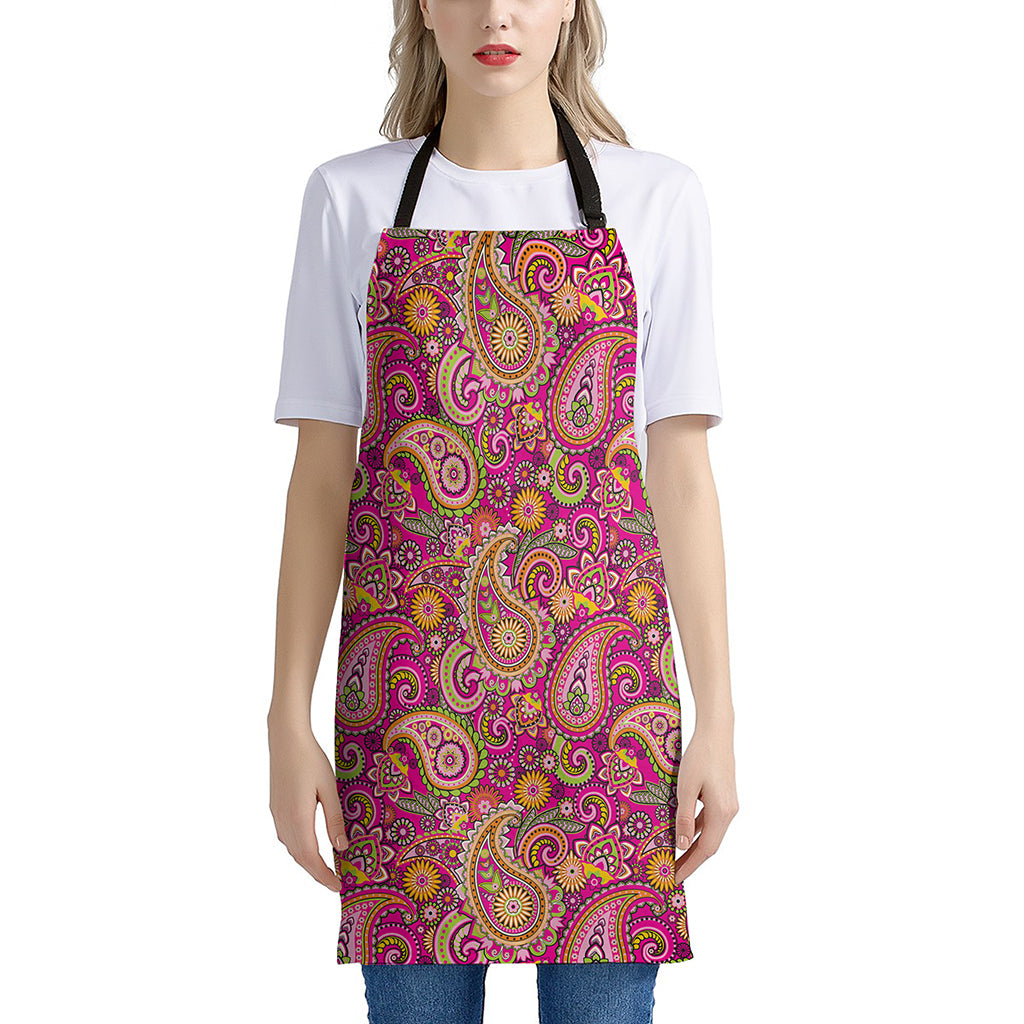 Retro Paisley Pattern Print Apron