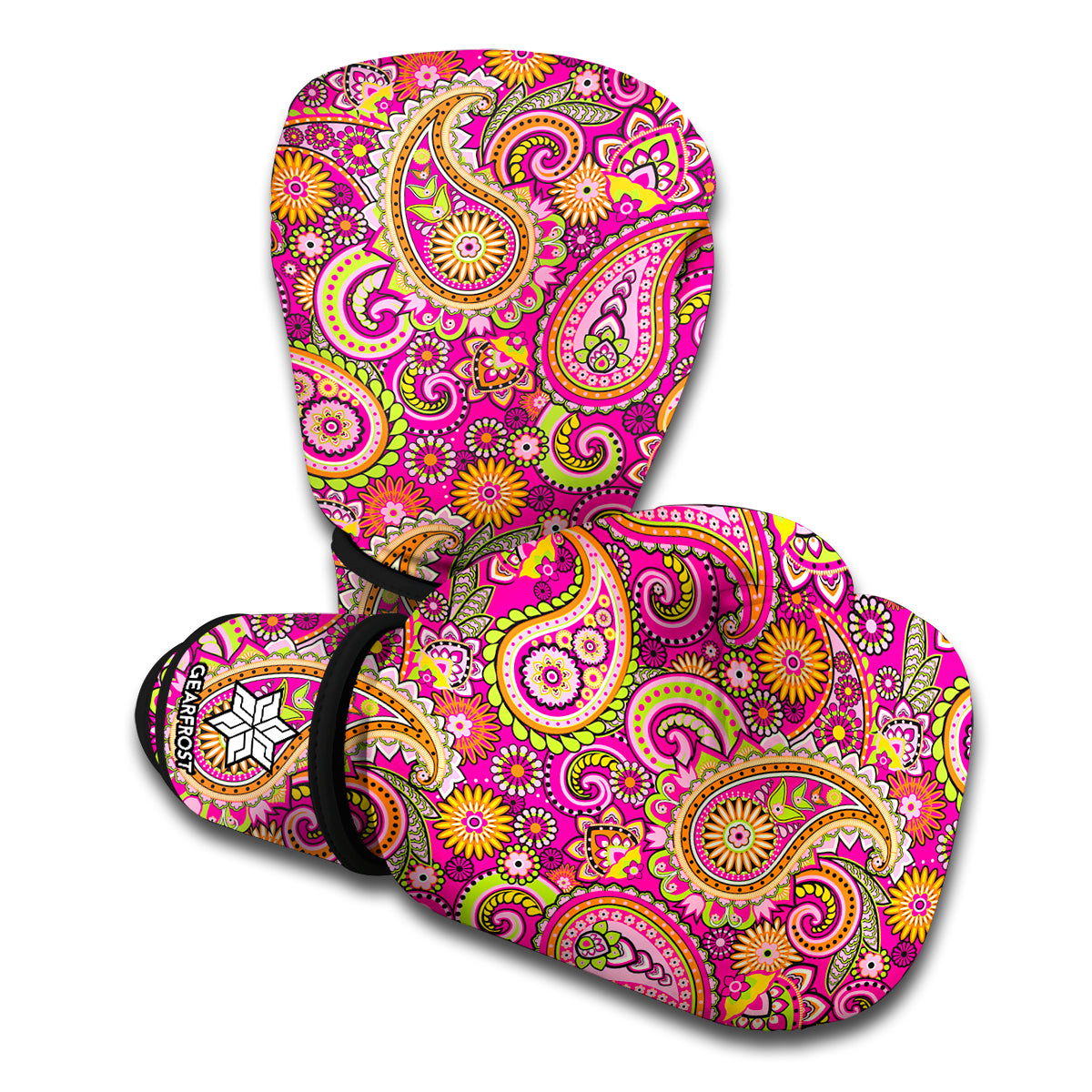 Retro Paisley Pattern Print Boxing Gloves