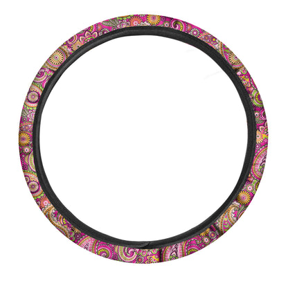 Retro Paisley Pattern Print Car Steering Wheel Cover