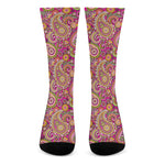 Retro Paisley Pattern Print Crew Socks