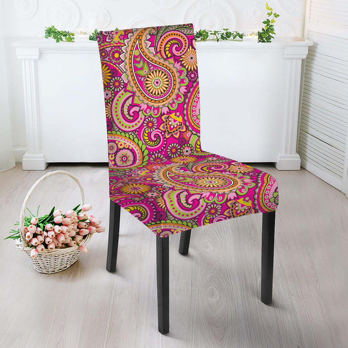Retro Paisley Pattern Print Dining Chair Slipcover