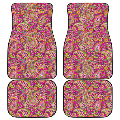 Retro Paisley Pattern Print Front and Back Car Floor Mats