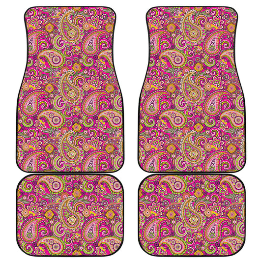 Retro Paisley Pattern Print Front and Back Car Floor Mats