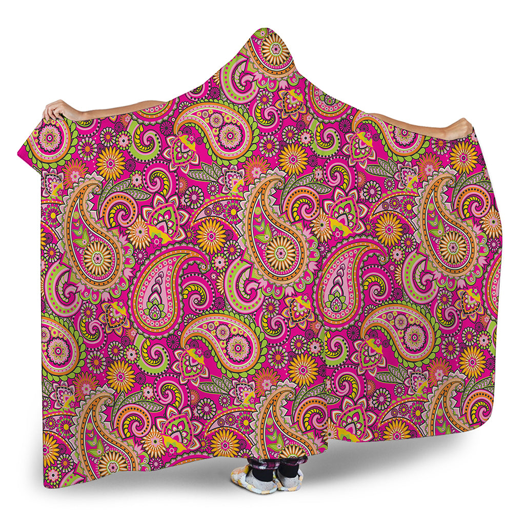 Retro Paisley Pattern Print Hooded Blanket