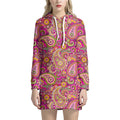 Retro Paisley Pattern Print Pullover Hoodie Dress