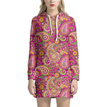 Retro Paisley Pattern Print Hoodie Dress