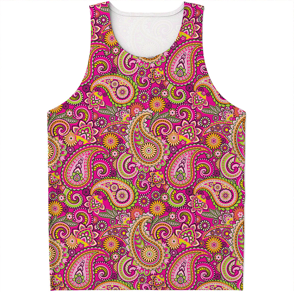 Retro Paisley Pattern Print Men's Tank Top