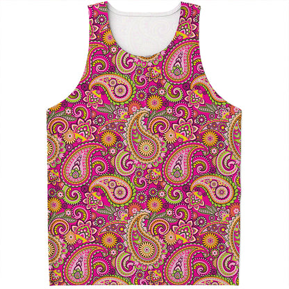 Retro Paisley Pattern Print Men's Tank Top