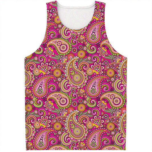Retro Paisley Pattern Print Men's Tank Top