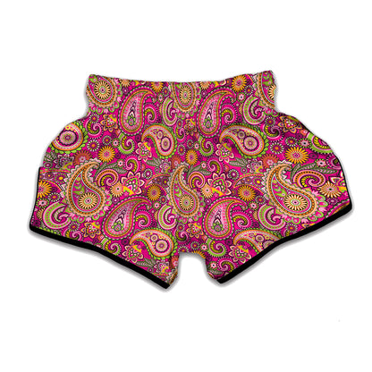 Retro Paisley Pattern Print Muay Thai Boxing Shorts