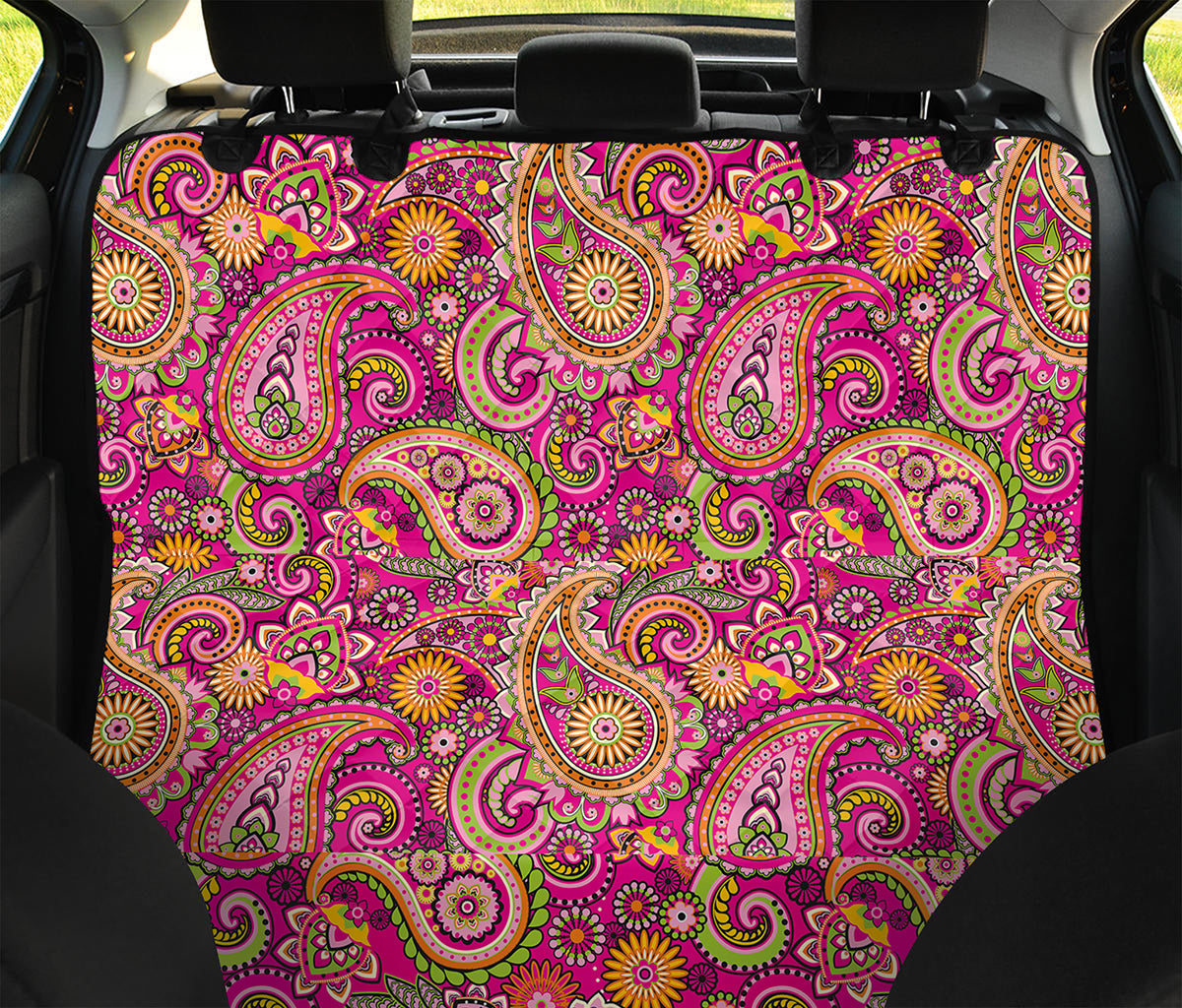 Retro Paisley Pattern Print Pet Car Back Seat Cover