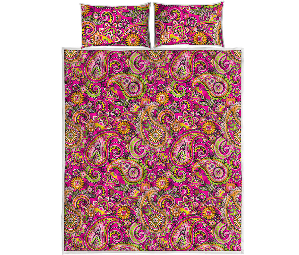 Retro Paisley Pattern Print Quilt Bed Set