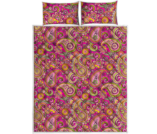 Retro Paisley Pattern Print Quilt Bed Set
