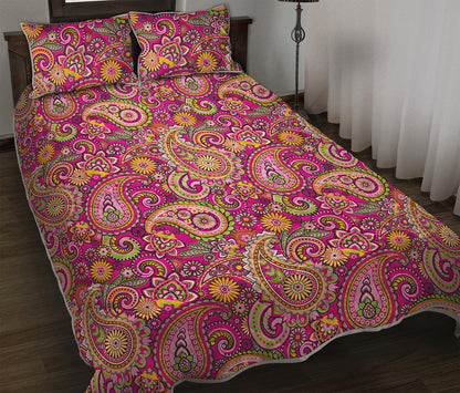 Retro Paisley Pattern Print Quilt Bed Set