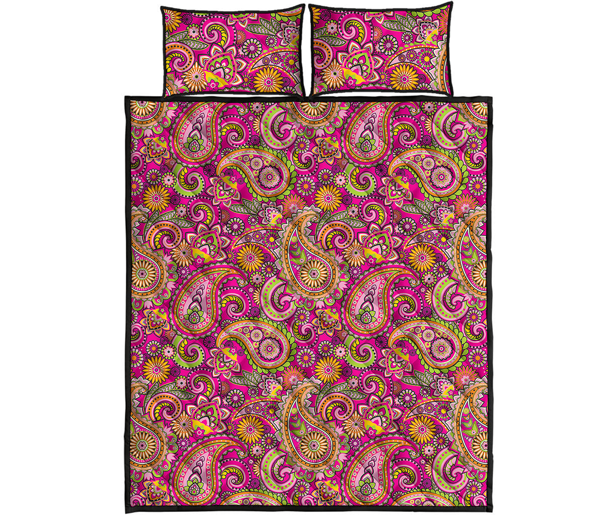 Retro Paisley Pattern Print Quilt Bed Set