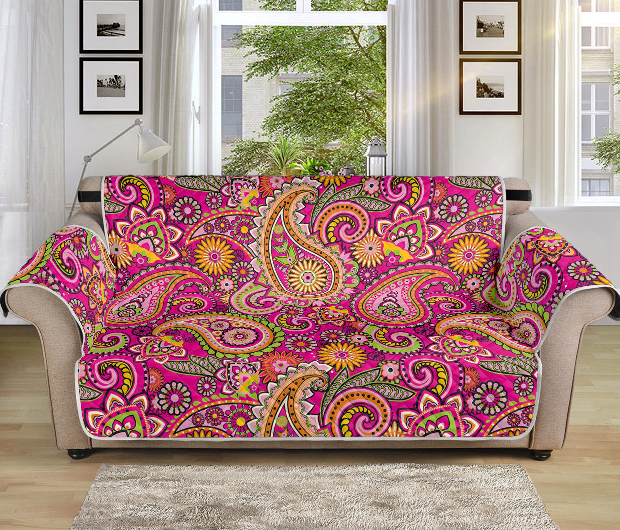 Paisley print store sofa