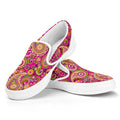 Retro Paisley Pattern Print White Slip On Sneakers