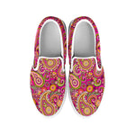 Retro Paisley Pattern Print White Slip On Shoes