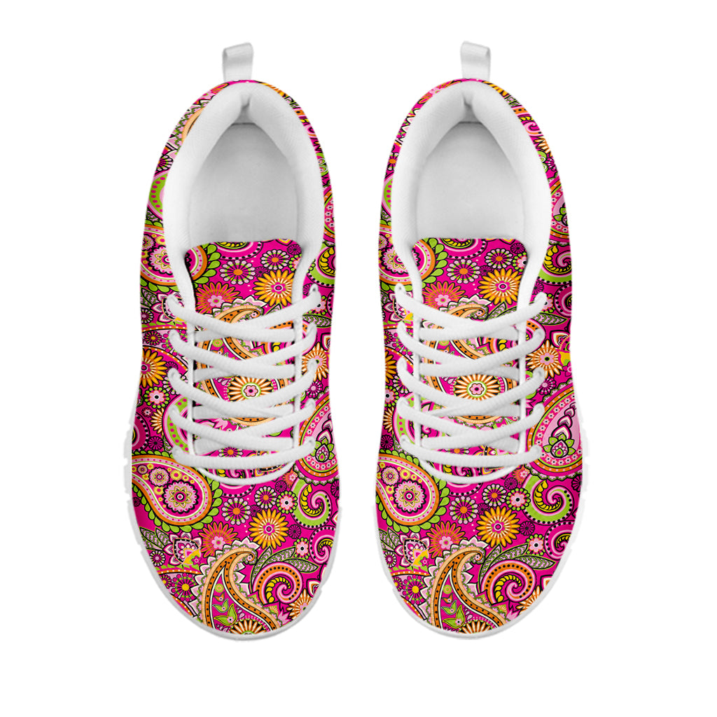 Retro Paisley Pattern Print White Sneakers