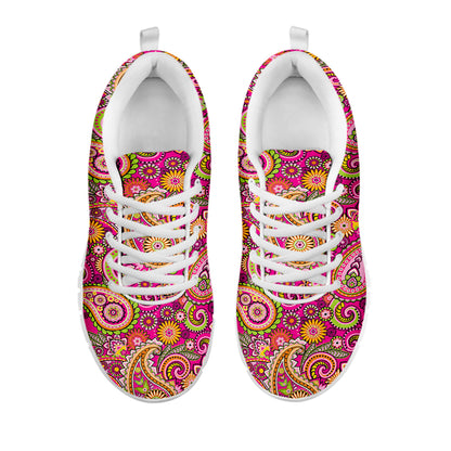 Retro Paisley Pattern Print White Sneakers