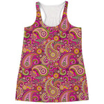 Retro Paisley Pattern Print Women's Racerback Tank Top