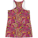 Retro Paisley Pattern Print Women's Racerback Tank Top