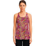 Retro Paisley Pattern Print Women's Racerback Tank Top
