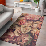 Retro Pink Roses Floral Print Area Rug
