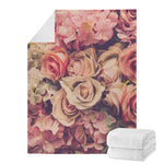 Retro Pink Roses Floral Print Blanket