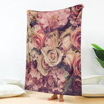 Retro Pink Roses Floral Print Blanket
