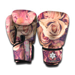 Retro Pink Roses Floral Print Boxing Gloves