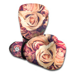 Retro Pink Roses Floral Print Boxing Gloves
