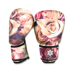 Retro Pink Roses Floral Print Boxing Gloves