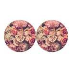 Retro Pink Roses Floral Print Car Coasters