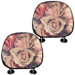 Retro Pink Roses Floral Print Car Headrest Covers
