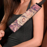 Retro Pink Roses Floral Print Car Seat Belt Covers