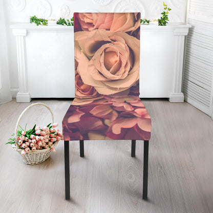 Retro Pink Roses Floral Print Dining Chair Slipcover