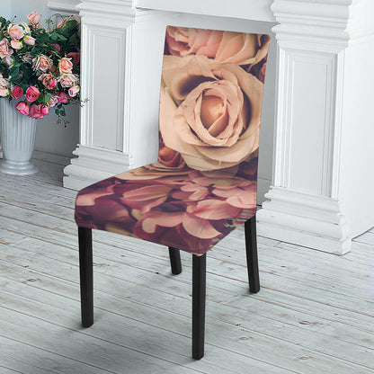 Retro Pink Roses Floral Print Dining Chair Slipcover