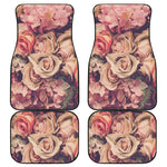 Retro Pink Roses Floral Print Front and Back Car Floor Mats