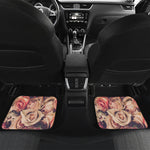 Retro Pink Roses Floral Print Front and Back Car Floor Mats
