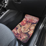 Retro Pink Roses Floral Print Front and Back Car Floor Mats