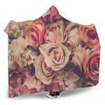 Retro Pink Roses Floral Print Hooded Blanket
